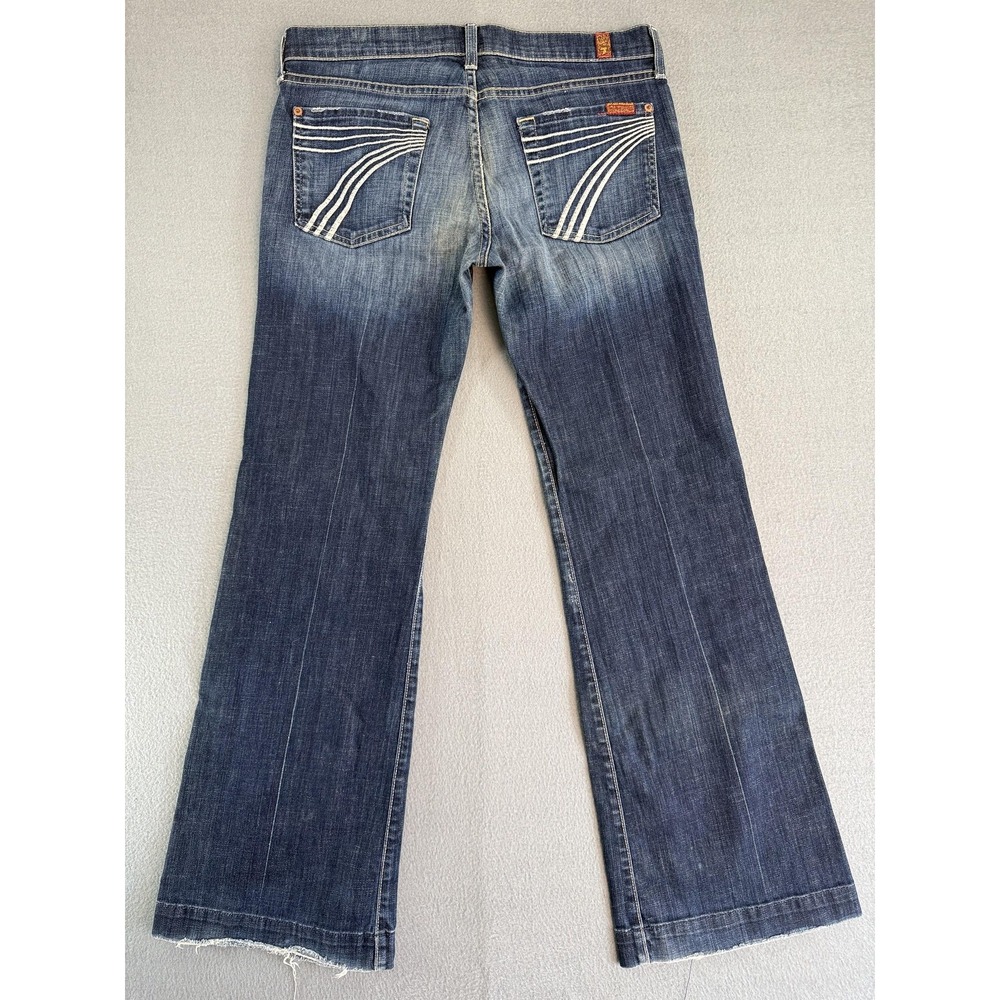 7 For All Mankind Dojo Jeans Womens 30 Med Wash Blue Wide Leg Stretch Denim